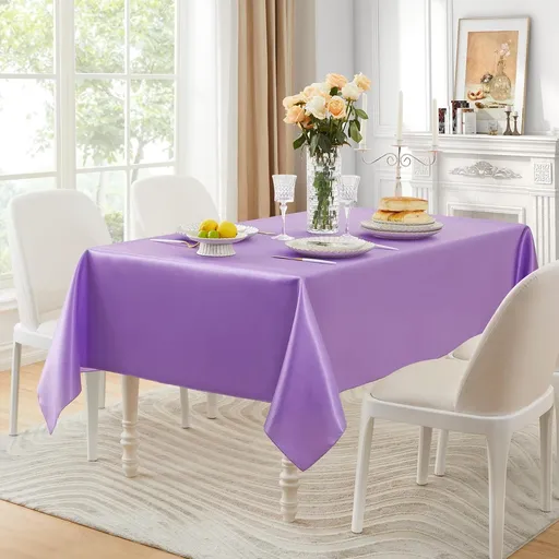 Rectangular Satin Tablecloth - , Rectangle Shiny Satin Table Linens for Rectangular TablesParty Christmas Birthday Hotel Wedding Decoration Restaurant（152*213cm/60*84inch Purple）