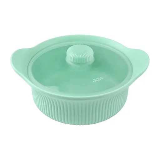 600 mL Food-Grade Silicone Steamer Pot, Single-Serving Cookware for Microwave & Air Fryer—Green