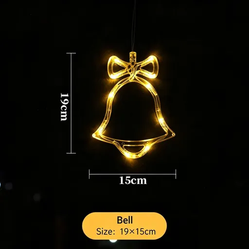 Warm White Bell Shape LED Suction Cup Lights, Battery Powered Christmas Indoor Window Ornament Lights