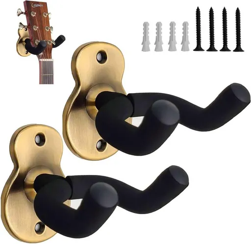2 Pack Metal Wall Mount Guitar Stand Brackets Compatible with Guitars