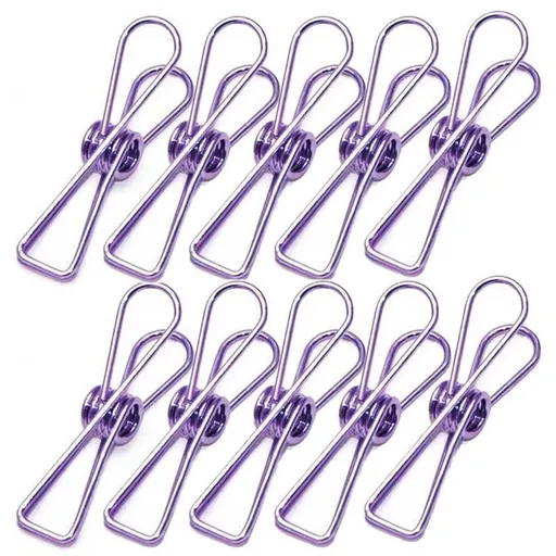 10X Spring Paperclips Metal Wire Hollow Out Clips 55mm Mini Binder Paper Clip - Purple