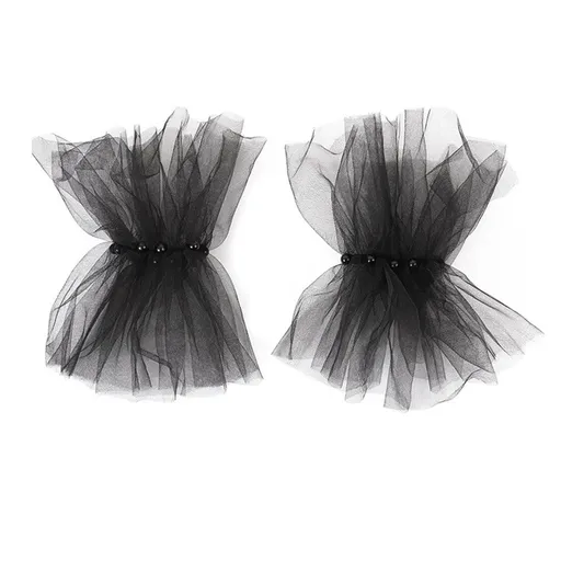 Mesh sleeves, European and American bridal gloves, dark black nail beads, fashionable Halloween accessories（black）