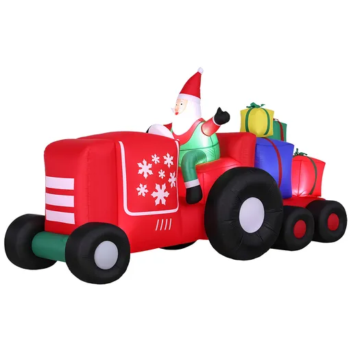 Christmas Inflatable Santa Truck 2.6M Length LED Decorations Water-Resistant Outdoor Use