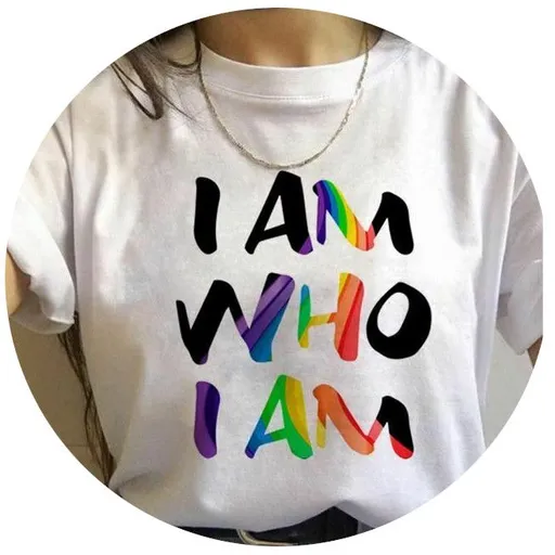 House Of Dasein 17 Designs Gay Pride Rainbow Harajuku Shirts For Women - Rainbow - S - I Am Who I Am