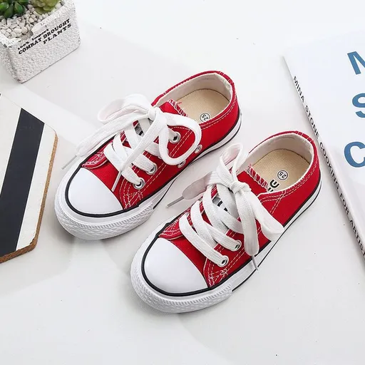 OPOEE Kids Canvas Shoes Low Top Lace Up Red 37