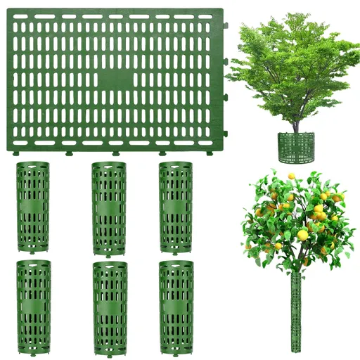 Tree Trunk Protector Guard - 6Pcs Splicable Bark Protectors, Breathable Wildlife Protection Plant bark anti gnawing artifact（dark green）