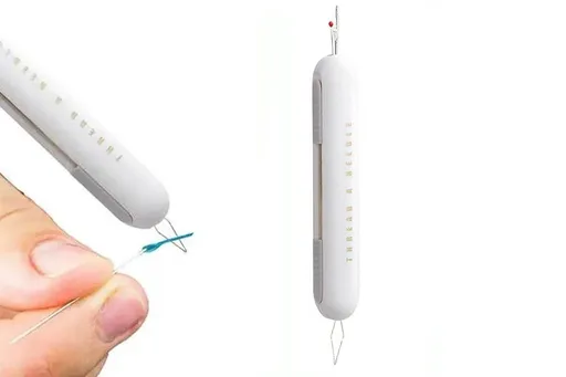 2-In-1 Needle Threader Seam Ripper Kit Thread Remover Sewing Ripper Tool-Light Grey