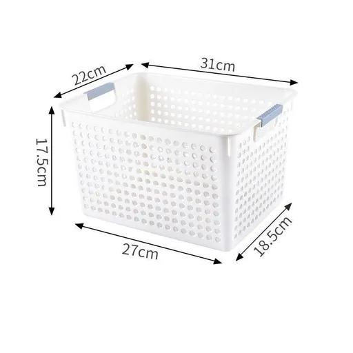 Tall Plastic Storage Basket, Medium Size, 12.20x8.66x6.89in, White, Multi-Purpose Deep Storage Container, Ideal Family Organizing Gift