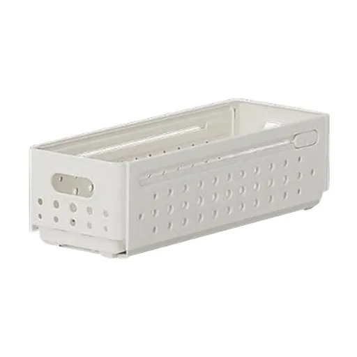 Retractable Storage Box 11 to 18.9 Inch Adjustable Length - Expandable Stackable Storage Bin for Clothes Kitchen Supplies Beverages - Easy Assemble Multi-Purpose Organizer for Bathroom Refrigerator