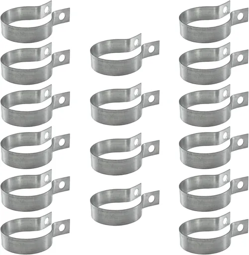 16 Pcs Brace Bands Chain Link Fence, Galvanized Steel Chain Link Brace Band Use for 1-7/8" Outside Diameter Post/Pipe, Gate, Fences Panels Silver