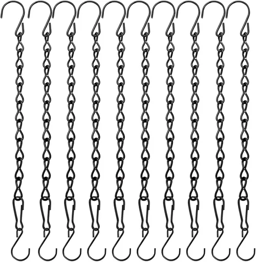 10 Pack 9.5 Inch Black Hanging Chains, Garden Plant Hangers for Hanging Bird Feeders, Billboards, Chalkboards, Basket, Planters, Lanterns, Wind Chimes and Decorative Ornaments Etc.