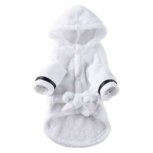 Pet Bathrobes, Pajamas ! Dog Cat Bathrobe Pet Clothes Hotel Bath Towel Pet Bathrobe Nightgown Pajamas (Army Green, L) L White