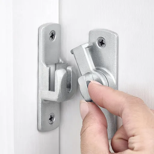 Silvery Barn Door Latches,90/180 Degree Gate Lock,Aluminum Alloy Right Angle Door Lock Latch,Flip Gate Latches Hardware,Door Security Sliding Door Latch Lock fo Cabinets,Barn Door,Bathroom Silvery