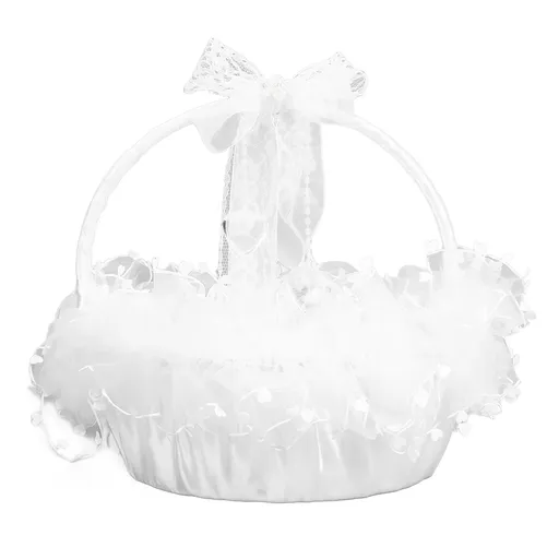 Flower Girl Basket Elegant Style Portable Durable Lace Material Wide Application Wedding Basket for Wedding Party