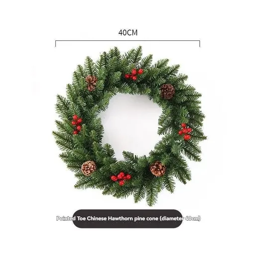 Christmas wreath, artificial wreath, red berries, pine cones, 30CM wreath, Christmas decoration, festive home decor, wreath for door, holiday centrepiece - Red - Size 40CM