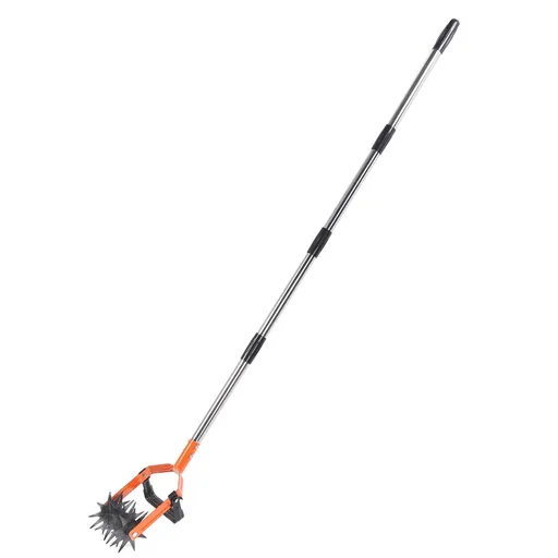 Garden Cultivator Tool Stainless Steel Lawn Reseeding Garden Tool Adjustable Handle Garden Soil Loosener with Weeding Blade for Soil Mixing 4 Sections