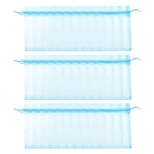 100Pcs Sky Blue Organza Drawstring Bags Small Sheer Favor Pouches for Jewelry Storage