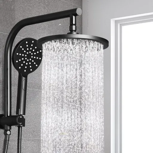 Cefito 9'' Rain Shower Head Set Handheld Round High Pressure Black