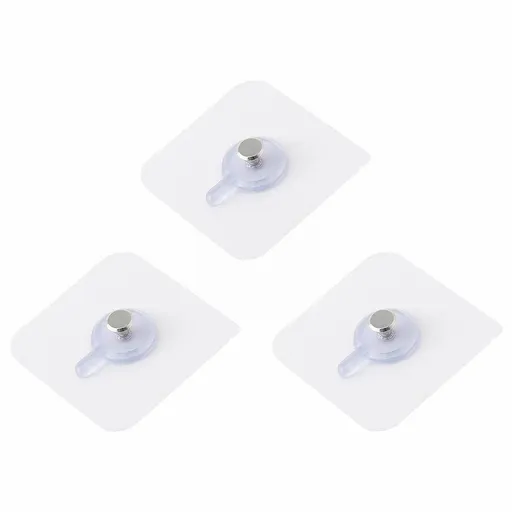 3 Pack Self Adhesive Picture Hooks, Waterproof Transparent Wall Hangers for Frames Bathroom and Kitchen, White, 2.4 x 2.4 in