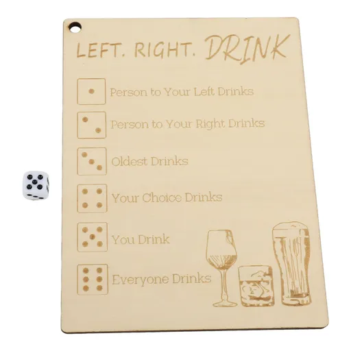 Left Right Drink Drinking Game Wood Fun Social and Interactive Dice Plate Party Drinking Bar Dice Game for Adults