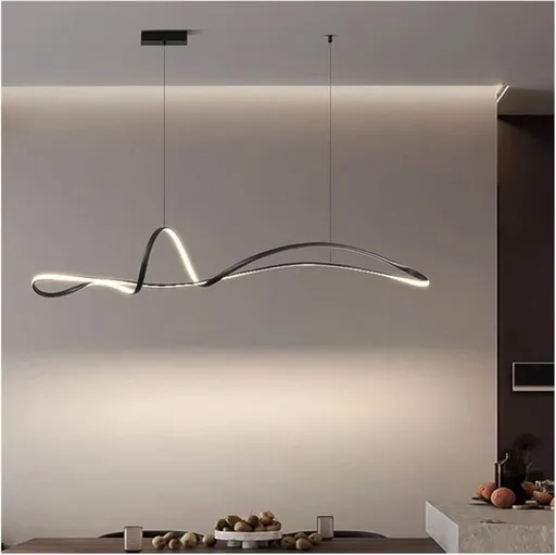 BAMDECOR A210 Modern LED Linear Pendant Lights with Dimmable LED and Adjustable Hanging Length 150cm -Black