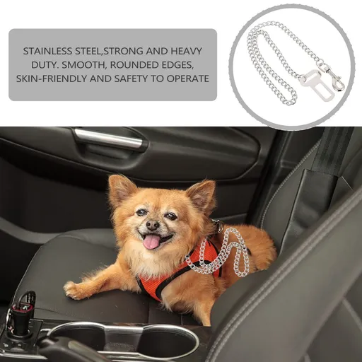 Dog Car Seat Belt - Dog Chain 60cm Dog Seatbelt Stainless Steel Pet Safe Dog Seatbelt Vehicle Travel Dog Harness Chain Dog Belt
