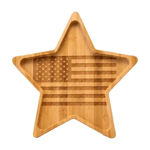 Five Pointed Star Serving Tray Wooden Fruit Plate Holiday Snack Platter Ideal for Parties and Gatherings