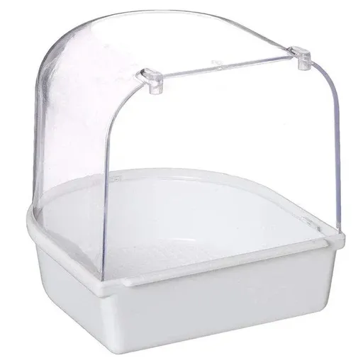 Bird Water Bath Tub For Pet Cage Hanging Bowl Parrot Birdbath Pet Cleaning - White
