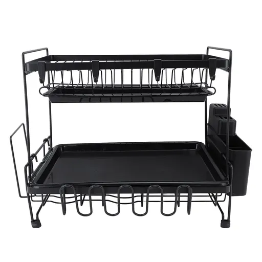 Dish Drying Rack 2 Layer Foldable Versatile Convenient Storage Dish Drainer Rack with Utensil Holder for Home