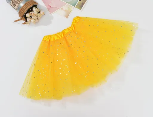 Tutu Skirt Sequin Tulle 3 Layers Yellow