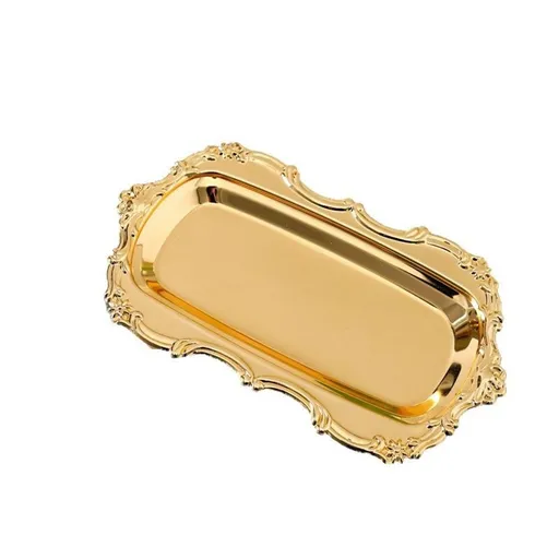 Vintage Trinket Dish Jewelry Tray Small Perfume Organizer Tray for Wedding Photographer Detail Props Ceremony Antique Decor (Gold)