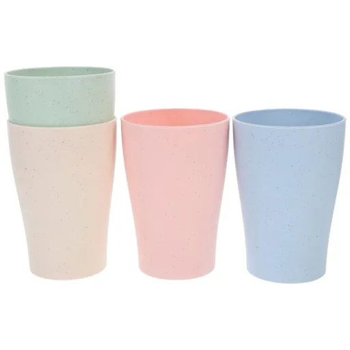 Set of 4 Reusable Kids Drinking Cups, Assorted Bright Colors, Ideal for School, Home, and Everyday Use