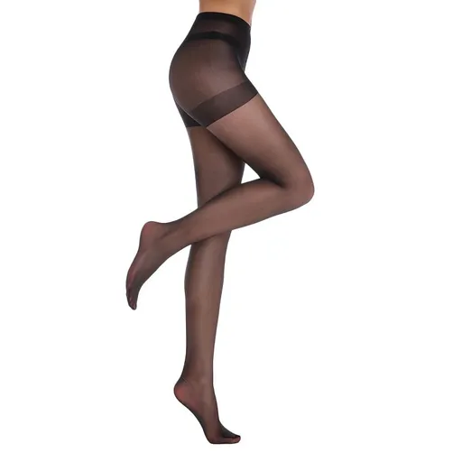 Size L 3 Pcs Black Women's 20 Denier Sheer Tights 3 Pack - Snag Resistant Nylon Elastane Pantyhose with Stretch Fit, Single Seam Design