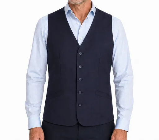 Mens Bamboo Blend Longline Vest Waistcoat w/ Stretch Business Forrnal Dress - Navy