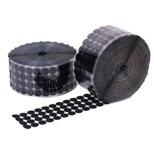 1500 pairs Round Self-Adhesive Velcro Black, 12mm