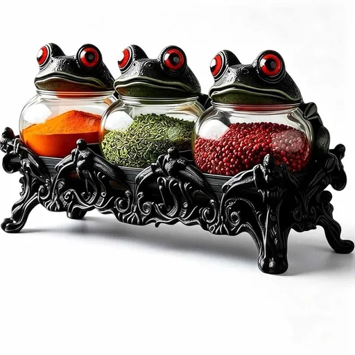 Vintage Witch Hat Spice Jars Set – Gothic Apothecary Glass Seasoning Containers with Resin Stand, Witchy Kitchen Decor for Salt, Herbs & Halloween