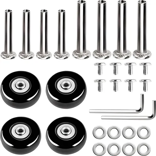 4 Pieces Rubber Swivel Casters - 50x18cm - Suitcase Casters - Swivel Casters - Stick-on - Mute - With Ball Bearings - With Screws And Wrench - Suitcase Swivel Caster - Replacement Casters - Repair Kits - Luggage Case - High Quality