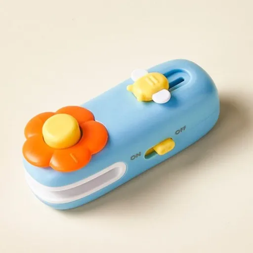 Flower Mini Magnetic Sealer, Handheld Rechargeable 2-in-1 Bag Sealing & Cutter Machine for Snack Packaging—Blue
