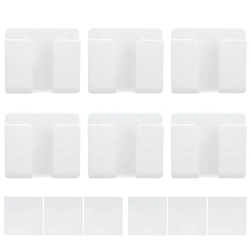 6Pcs Wall Mount Phone Holder Universal Adhesive Mobile Phone Charging Stand for Home Bedroom BathroomWhite
