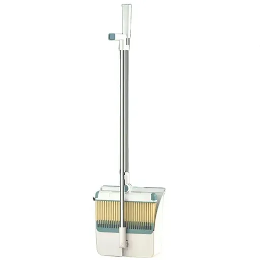Folding Broom Dustpan Set Rotating Household Sweeping Hair Removal Cleaning Tool - White