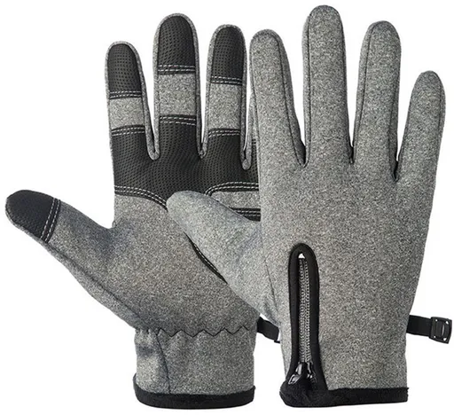 Touchscreen Winter Gloves, Windproof Warm Leather Cycling Gloves for Men and Women, Outdoor Riding and Daily Cold Weather Use, Size XL, Grey