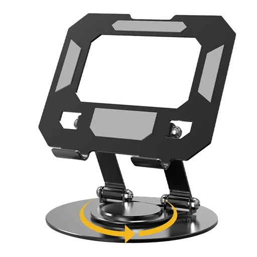 Tablet Stand Adjustable Multi-Angle Holder Portable Thick Case Friendly Rotatable Aluminum Alloy Black