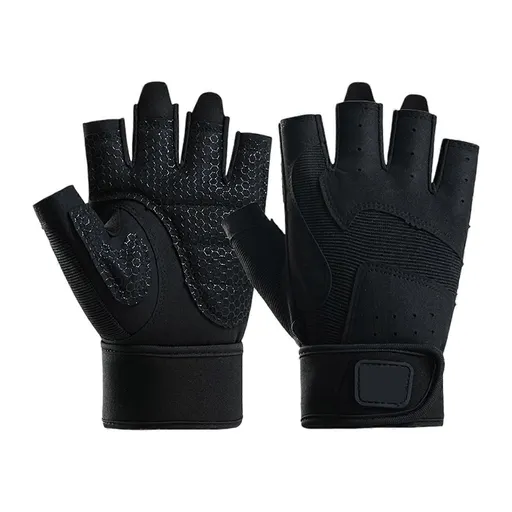 Half-Finger Breathable Workout Gloves – Non-Slip Gym Gloves for Fitness, Cycling, Climbing & Training - Black M