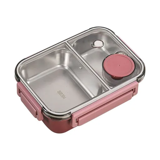 1 Pcs Stainless Steel Bento Box, Stainless Steel Leakproof 2-Compartment Bento Lunch Box/Portion Control Food Container