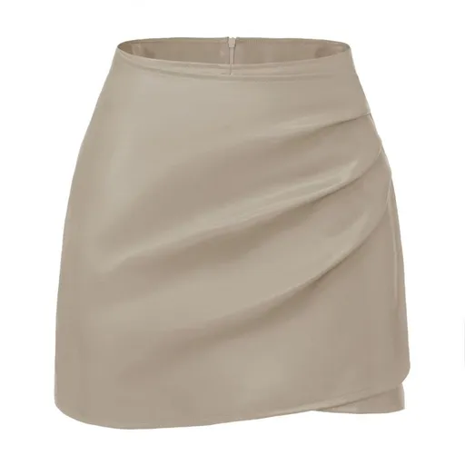 Burgundy Faux Leather Mini Skirt Faux Leather Skirt Women'S Wrap Skirt Trendy - White - Size S