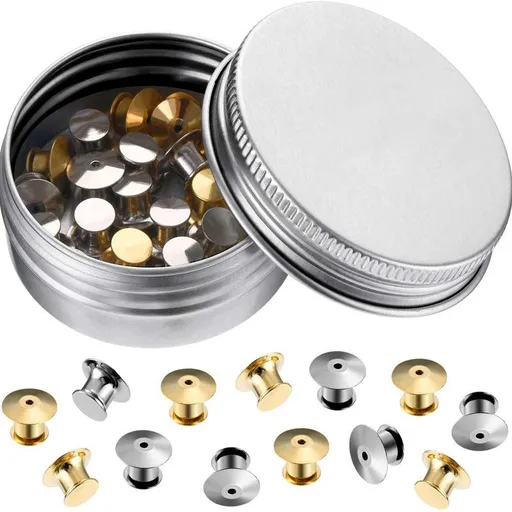 30 Pieces Metal Pin Backs Locking Pin Keepers Locking Clasp-Locking Pin Keeper Clasp, Metal Pin Backing for Brooch Enamel Lapel