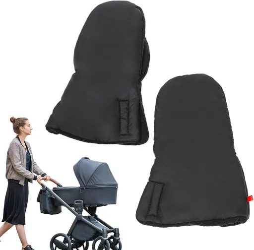 Stroller hand warmer, stroller gloves, hand warmers, Foldable hand warmer for cold weather, Adjustable anti-freeze stroller gloves, 30 x 20 cm, Black