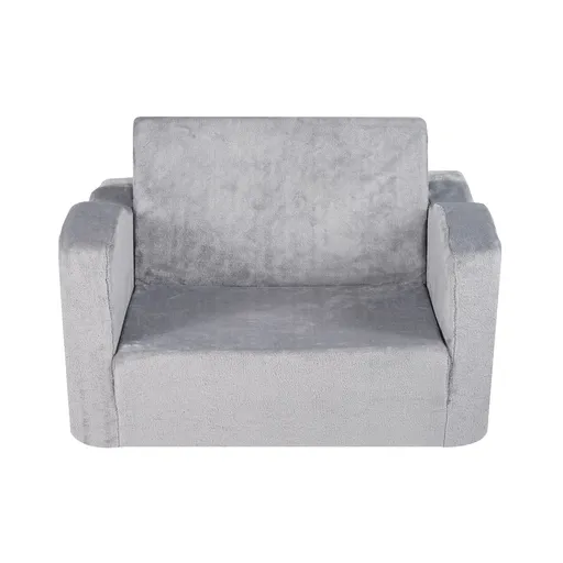 Baby Chair Foldable 2-in-1 Comfy Baby Lounger Couch Kids Sofa Grey