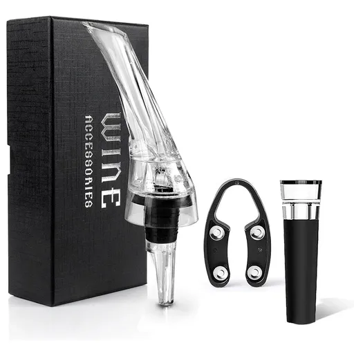 Wine Aerator Pourer with Gift Box Fast Red Wine Air Infusion Single or Three Piece Set - 3-Piece Aerator Set