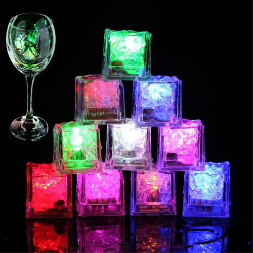 Light Up Ice Cubes,12 Pack MultiColor Waterproof LED Ice Cubes Flashing Glow in The Dark LED Light up Ice Cubes for Drinks